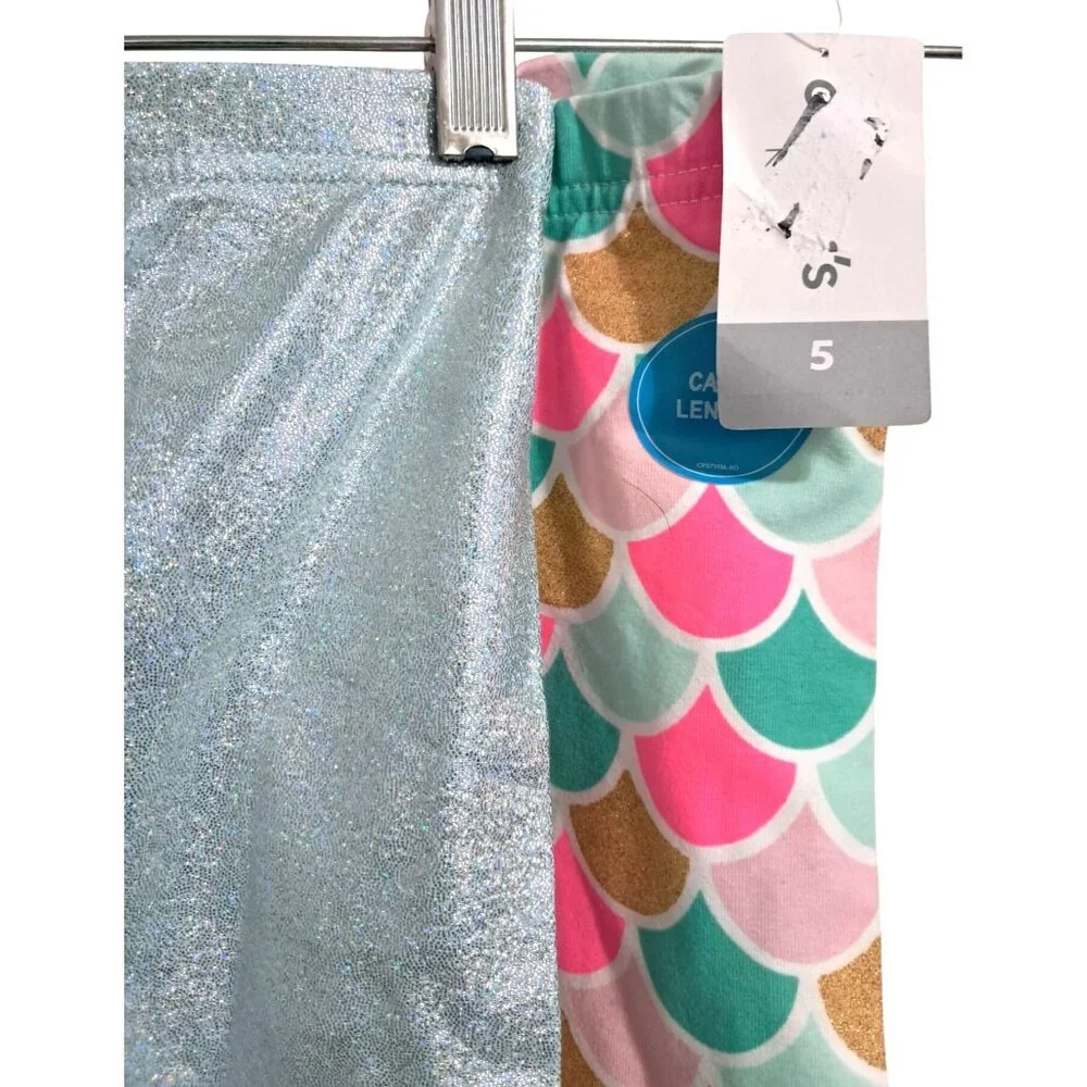Carters Kid Mermaid Scales Print Tunic Top & 2 Pair Leggings Outfit Set Girls 5‎ - Picture 10 of 16